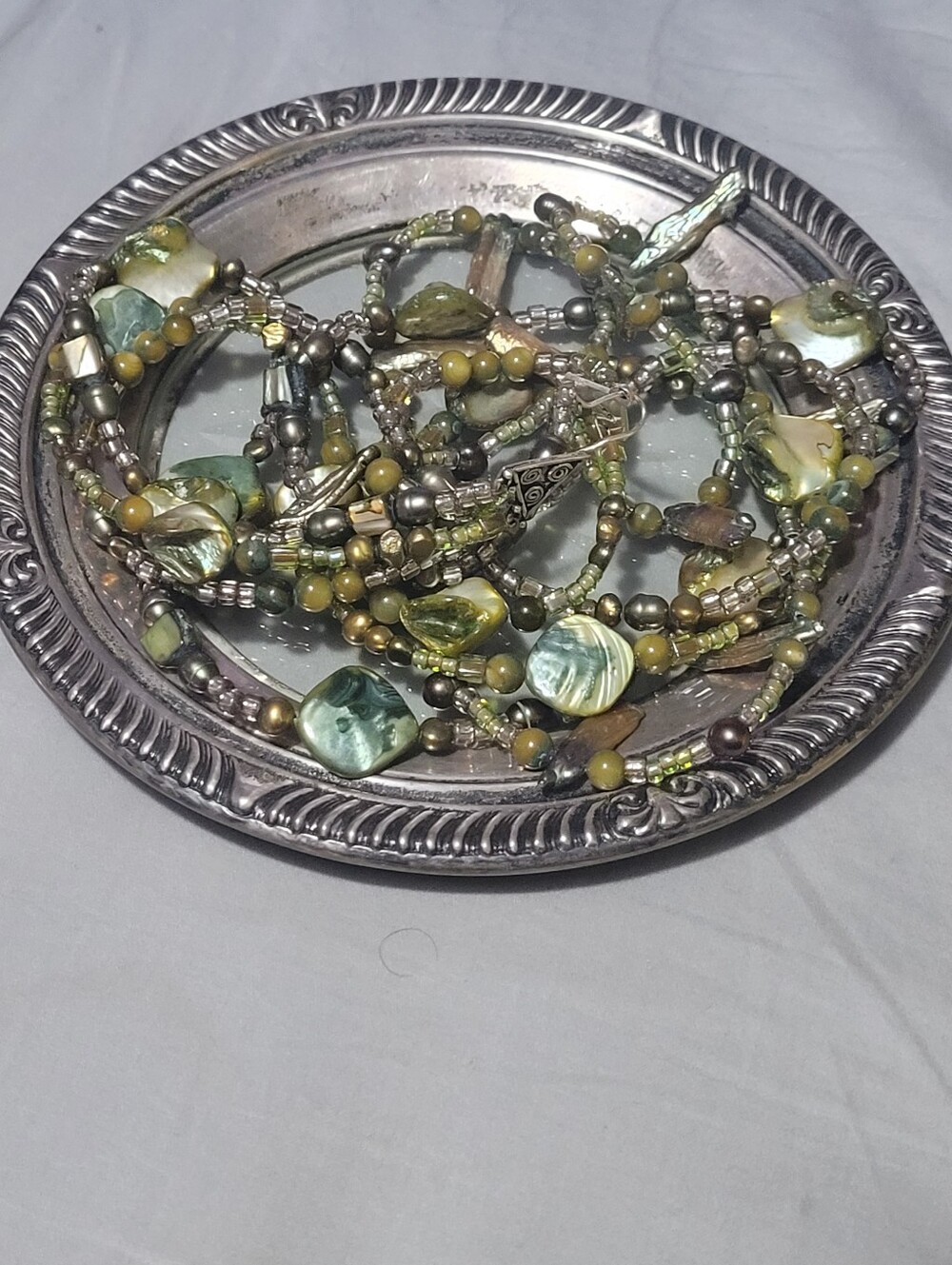 Handcrafted Green Beaded Multi-Strand Necklace